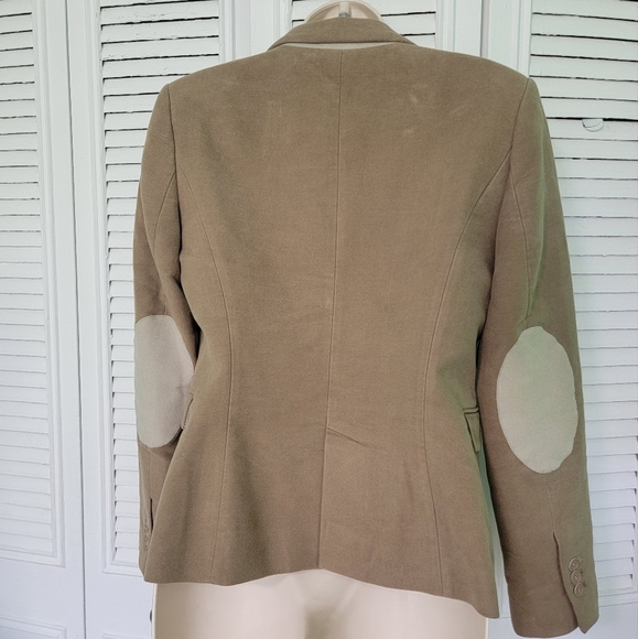 COPY - Zara Basic Suede like Tan Blazer Jacket w contrasting elbow patches sz … - Picture 2 of 4